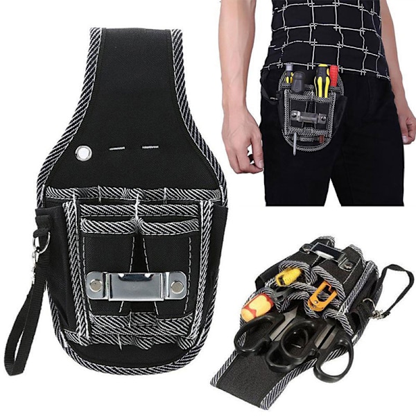 Elektriker Midjeficka Verktygsbälte Pouch Bag Kit Hållare Case C Svart Black One Size