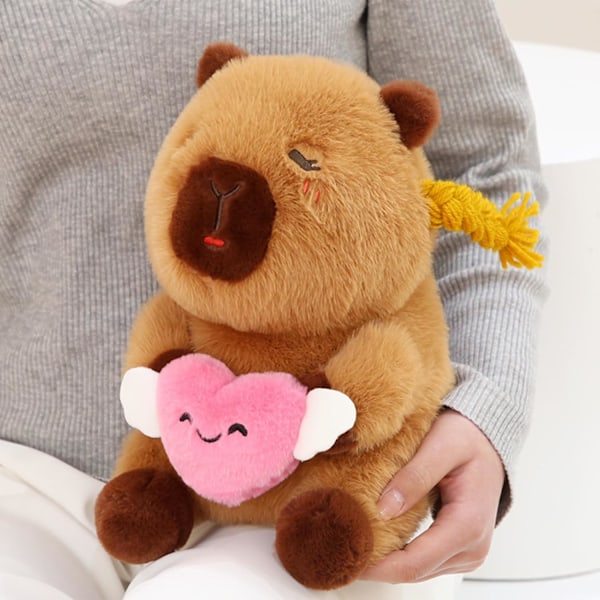 Pehmeä halaus sydän Capybara - 25 cm mukava pehmolelu capybara-eläin, täydellinen tytöille, pojille ja halailuun 1 st