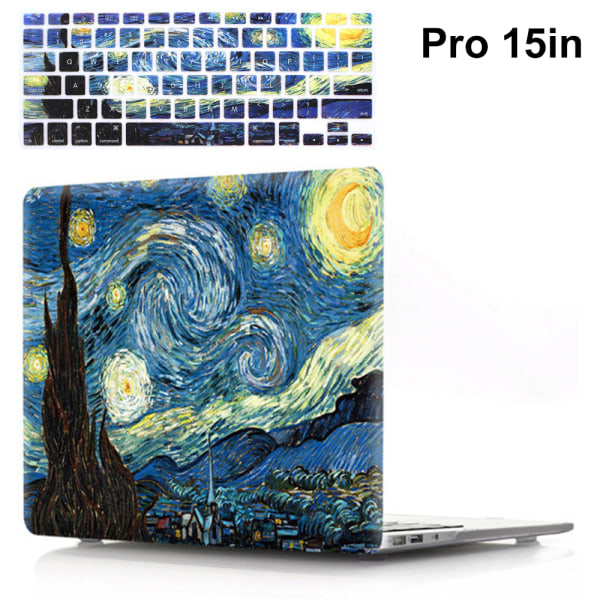 CQBB Retina Plastic Hard Shell Cover kompatibel med MacBook Pro15-kompatibelt laptopfodral med tangentbordsfilm-Van Gogh stjärnhimmel