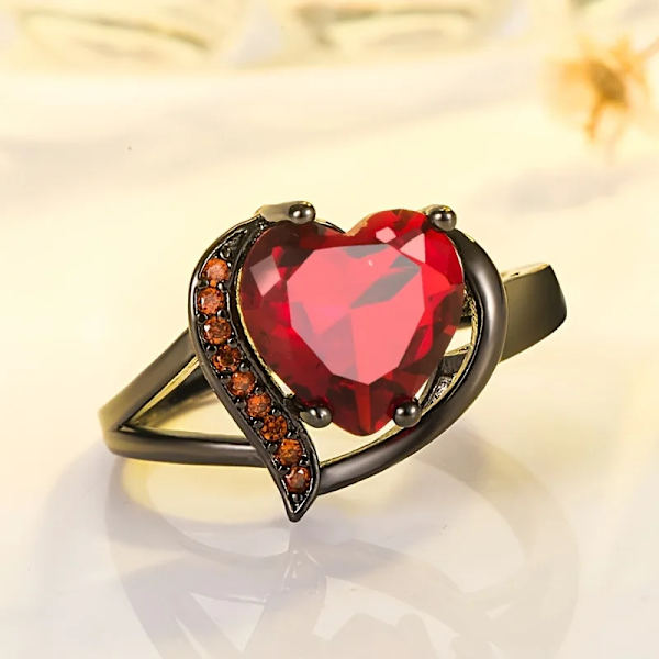 Charm Par Ringar För Män Rostfritt Stål Keltisk Drake Hjärta Red Zircon Kvinnor Bröllopsringar Set Alla Hjärtans Dag Smycker Y woman 6