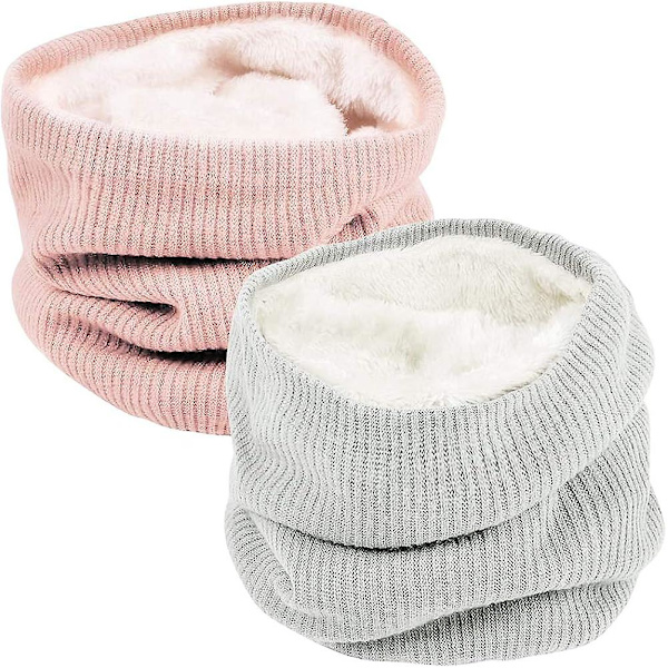 Mysig 2-pak termisk halsvarmer unisex strikket snood halstørklæder