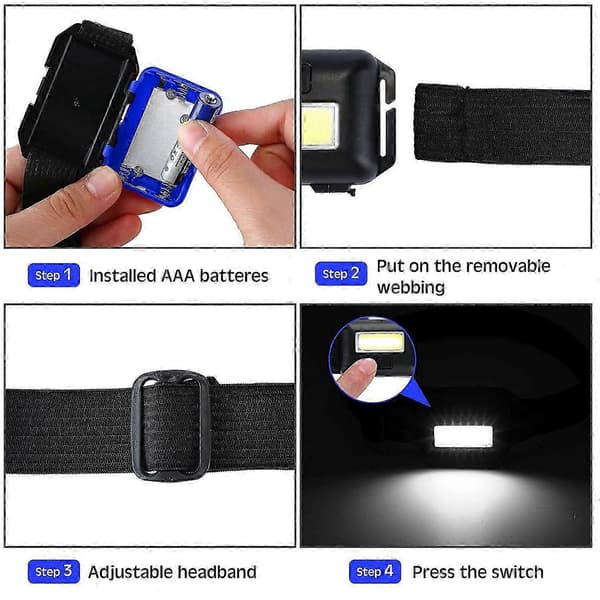 30 stk LED Hodelykt Lommelykt for Voksne Barn Utendørs Hodelykter med Justerbart Hodebånd Vanntett_max