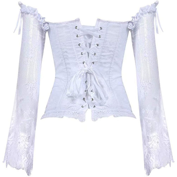 Naisten korsetit Overbust Bustier Top Gothic Sexy Olkapää 8127white 2XL 8127white 2XL