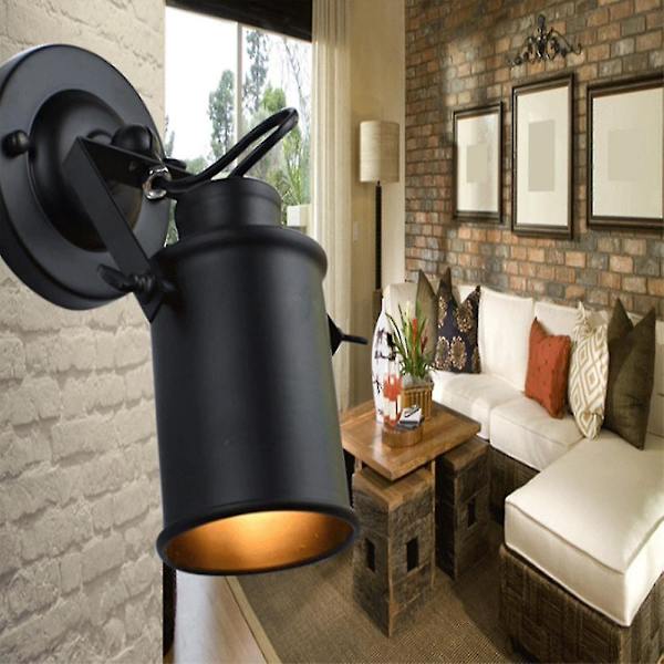 Retromalt jernhode vegglampe veggmontert vegglampe justerbar vegglampe svart (uten plugg)