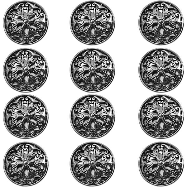 12 st 20 MM metallknappar knapp Svart sömnad Metall sybehör