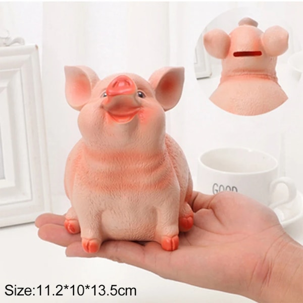 Sovrum Resin Piggy Bank Barn Piggy Bank Söt Pig Piggy Bank Hushålls Dekoration Pyssel För Gåva L