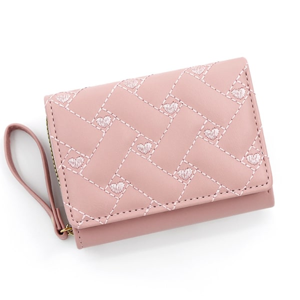Broderet Love Wallet Møntpung ROSA - lager Pink