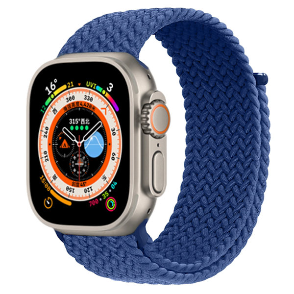 Punottu Solo Loop Apple Watch -ranneke 40 mm 44 mm 49 mm 45 mm 41 mm 38 mm 42 mm Elastinen iWatch-ranneke sarjoille 9 8 7 se Ultra 2 Atlantic Blue M-koko