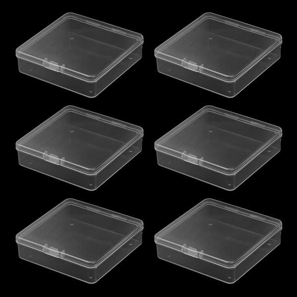 CQBB 6st klara plastpärlor förvaringsbehållare Lådlåda 80*80*22MM