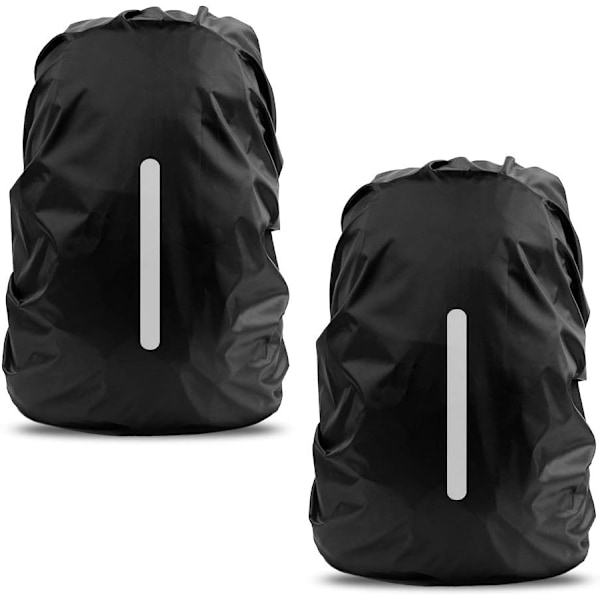 2 stk. vandtætte regnslag til rygsæk, reflekterende regnslag mod støv og tyveri M 26L-40L Black and black