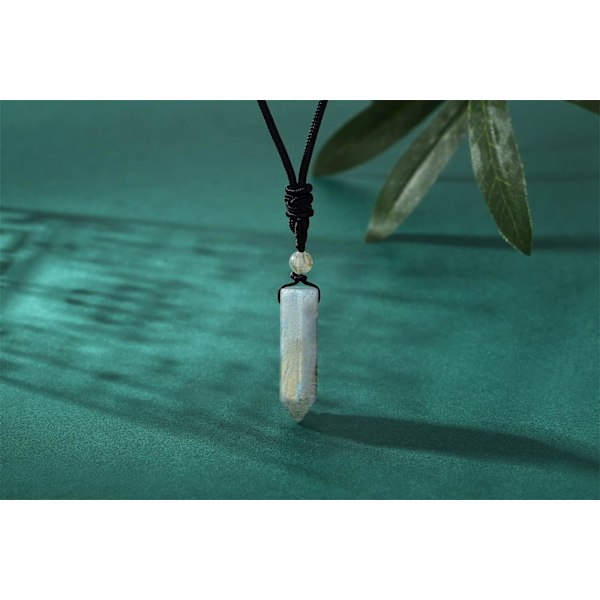 Krystal Halskæde til Mænd og Kvinder, Justerbar Reb Hexagonal Spids, Helbredende Krystal, Natursten, Vedhæng, Halskæde, Ædelstens Smykker Sort Obsidian Black Obsidian