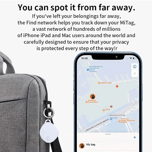 Älykäs GPS-paikannin Kannettava Älykkää Locator Puhelintavarat Kaksipuolinen Haku Bluetooth-yhteensopiva Autoavaimelle Matkalaukulle Lompakolle Lemmikkieläimelle Lapsille Valkoinen A
