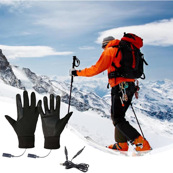 Opvarmede Skihandsker, Vandtætte Batteridrevne Vinterarbejdshandsker, Snowboard Opvarmet Udstyr Black M