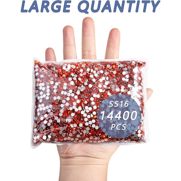14400 stk. Hyacint Orange Flatback Rhinestones til Håndværk, SS16, 3,8-4,0 mm Hyacinth/Orange SS16/14400pcs