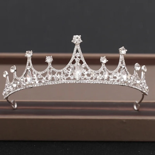 Elegantti Lyxinen Tyttöjen Kristalli Hää Tiara Kruunu Syntymäpäiväjuhla Uusi Muoti Morsian Kuningatar Pannana Hiuskorut Tarvikkeet sininen kulta