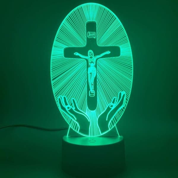 3D Illusjon Nattlampe Skrivebordslampe Kristendom Jesus Stasjon