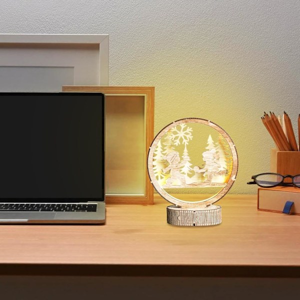 Jullampe | LED-lampe | Nattlampe | Bord | LED julelampe | batteridrevet barnerom skrivebord kreativ LED borddekorasjoner for gutter jenter soverom a