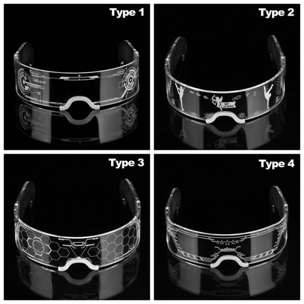 Mordely LED-ljusglasögon Cyberpunk EyeWare TYPE 3 Typ 3 SQBB