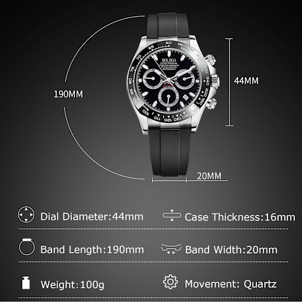 Casual Kvartsur för Män Mode Rostfritt Stål Armbandsur Luminous Analog Armbandsur Vattentät Datum Kalender Klocka Svart Black