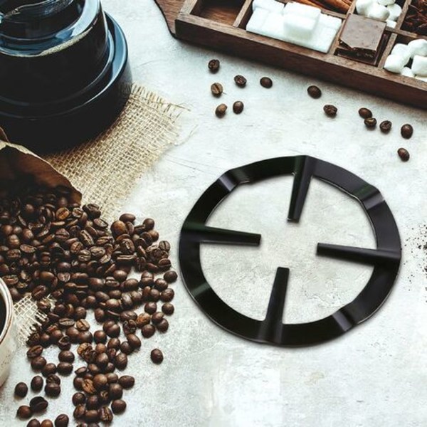 Stål Moka gryteholder for gasskomfyr, metall gassring reduksjon, kaffetrakter reduksjon hylle ring for matlaging, 1 stk, svart, Fon
