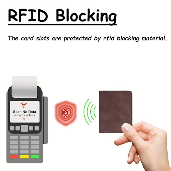 RFID-blokerende kortholder med ID-kortholder, Bifold læder Slim tegnebog Minimalistisk Cover Money Clip Mørkeblå