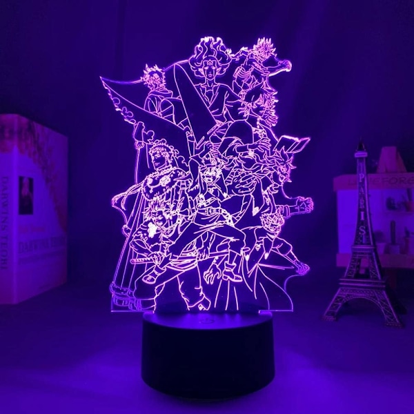 Svartkløver LED 3D-lampe Lllusion Light Skrivbordslampe Japansk A