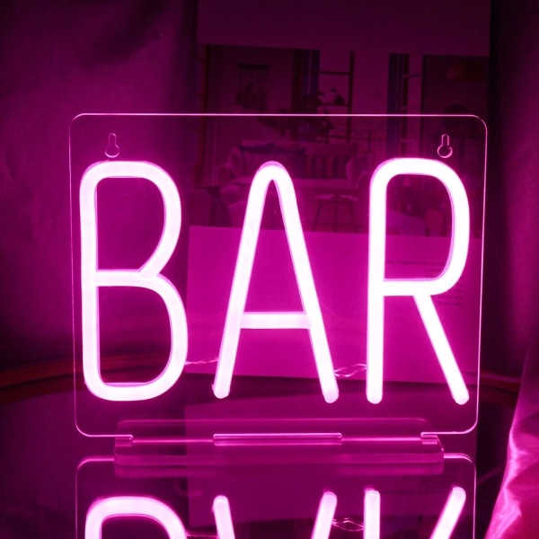 Rosa Bar Neonskyltar Bar Led Neonljusskylt Med Akrylsockel Neon USB Vägglampa Hängande Led Ljusskylt För Hem Bar Pub Cocktail Öl Spel Party Sig