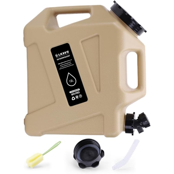 12L Bärbar Campingvattenbehållare med Kran och BPA-Fri Design för Utomhus khaki