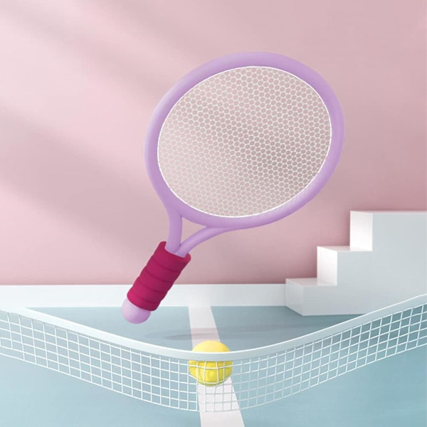 Tennis- och badmintonracket-leksakssats för barn, bärbar set för utomhuslek och träningsspel Purple blue
