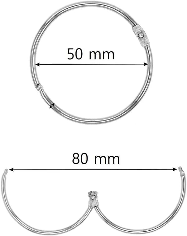 20 bruseforhængsringe med metalkrog 50 mm åbningsbare