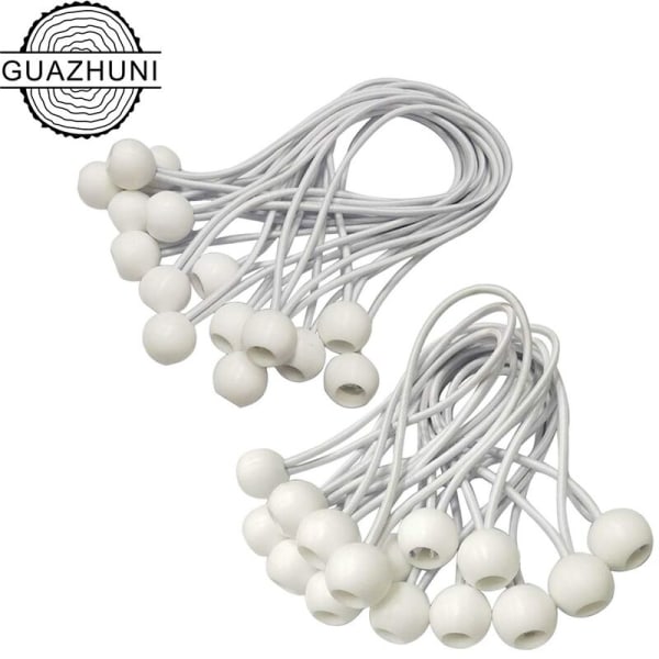 SQBB 30 st vitt elastiskt rep med kulbindningsrep med gummiband - 15 cm plastkulhuvud elastiskt rep