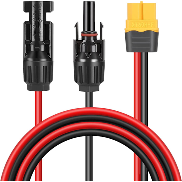 Aurinkopaneeli XT60 -sovitinkaapeli, 1m 12 AWG, aurinkopaneeleille, kannettaville virtapisteille