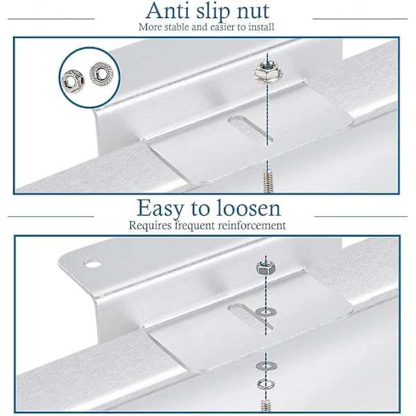 Starlight solpanelklemme i aluminiumlegering, monteringsfeste med skruer og muttere for bobilbåttak, 4 deler