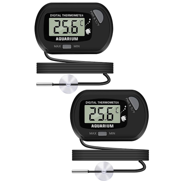 Akvariumtermometer med sonde, digital LCD for vanntemperatur, reptilhabitat, 2-pakning pcs