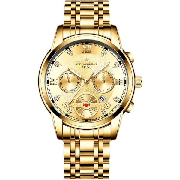 Herrar Analog Kvarts Armbandsur Vintage Elegant Armbandsur Datumskalender Luminous Klocka Guld Gold