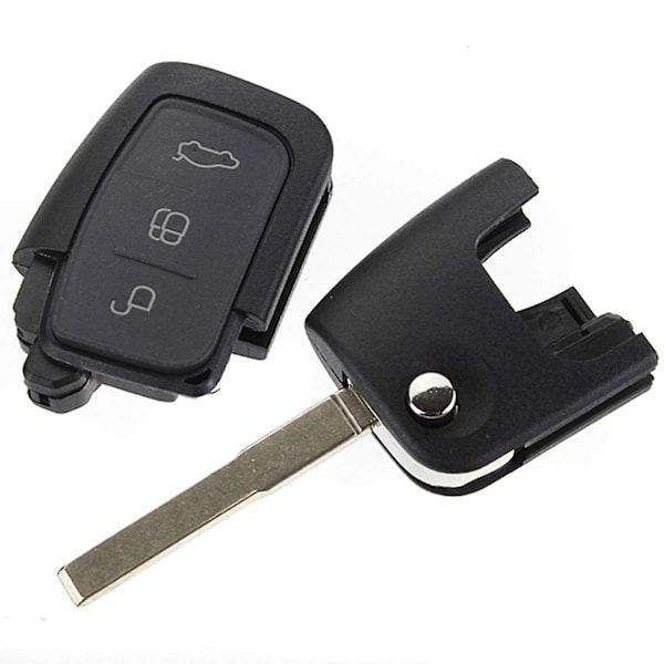 3 knapper foldbar fjernbetjening nøgle 433MHz 4D63 80Bit til Focus Mondeo Fiesta Galaxy FOB-etui {DB} Sort Black