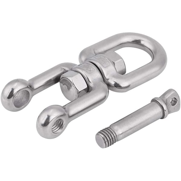 Heavy Duty Swivel Link, Heavy Duty 304 Rustfrit Stål Swivel Eye ing Snap Hooks Rullende Lås Anordning Marin Med Nøgleringe Sølv(12mm) 12mm