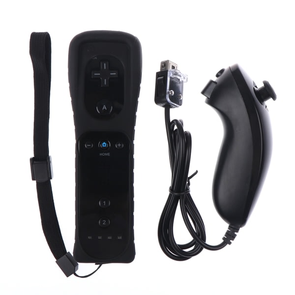 Wii &amp; Wii U-fjärrkontroll &amp; Nunchuck Inbyggd Motion Plus Controller Svart SQBB