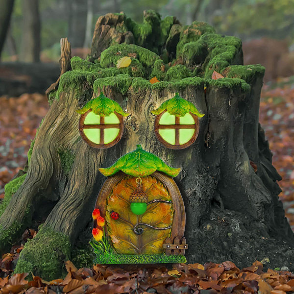CQBB Miniatyr Fairy Gnome Hem fönster och dörr för träd