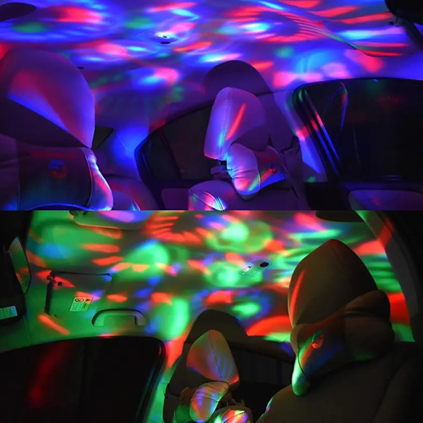 Mini Disco Lys, 3 stk Hvid USB Kugle Lys, 4 Farver Bærbar Strobe Lys med 9 Adaptere, LED Bil Atmosfære Lys til Julefester DJ Bil Interiør