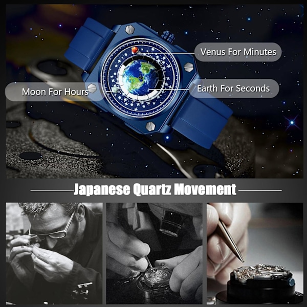 Mænd Kreative Ure Unikke Hænder Armbåndsur Analog Kvarts Firkant Ur ERD Dial Mode Design Rustfrit Stål Til Mænd Blå B Blue B