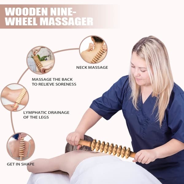 Professionelle træterapi massageværktøjer 3-i-1 Maderoterapi Kit Træmassager Lymfedrænage massager
