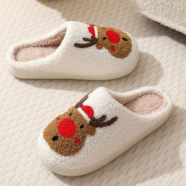 Bekväma älg-jultofflor för användning i sovrummet Red pure A 42/43 EU