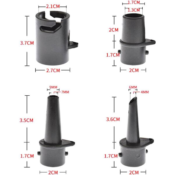 4 delar luftventilfäste - luftventiladapter - uppblåsbara pumpmunstycken - paddelbräda pumpmunstycken
