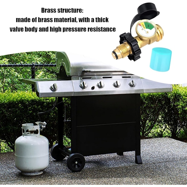 Propangasmätare – Propantankadapter med mätare – Grillpropanmätare, läckagedetektor tryckmätare för husbil, cylinder, grillning, värmare
