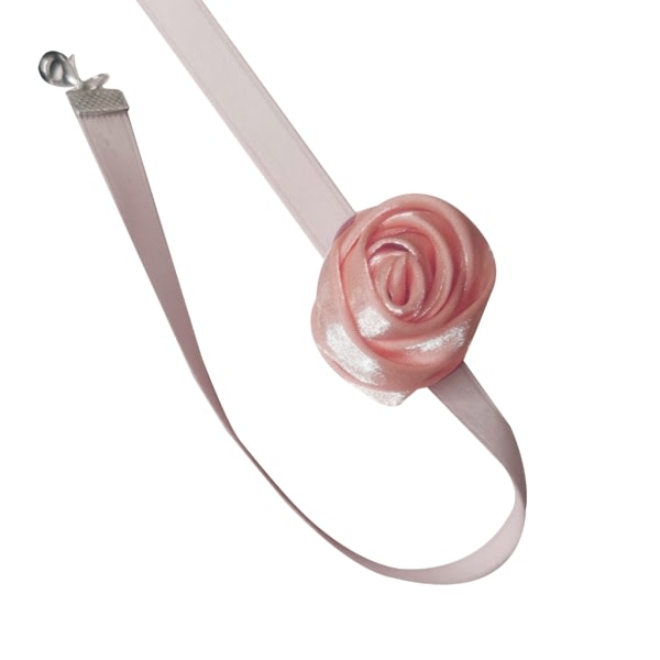 Garn-Blommor Choker Rosa sammet-nyckel Halsband Söt romantisk krage Halsband Bröllopsfest Smycken För Kvinnor Flickor Rosa