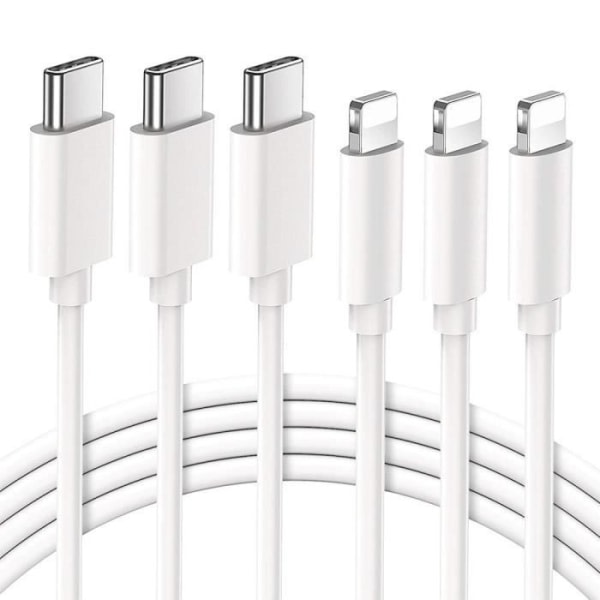 CQBB 3 x USB-kabel för iPhone 14 Pro - 14 Plus -14 ProMax -14 Type-C till Lightning - 1 meter vit