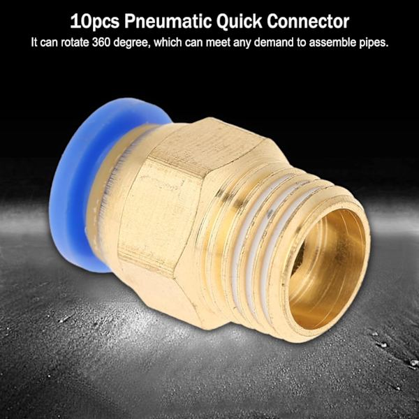 Push Fit-kontakter, 10 st pneumatiska snabbkopplingar adapter 8 mm diameter gänga 1/4bsp set