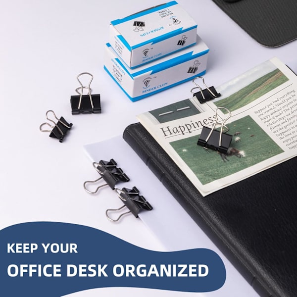 240 stk. Binder Clips 5/8\" - Mini Metal Clips til Kontor & Skole, Sort 0.6 Inch