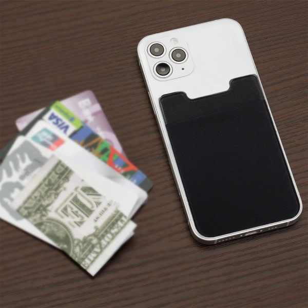 CQBB Lycra Card Sleeve - Svart. Läderkorthållare för baksidan av mobiltelefoner, kreditkortshållare klistermärke för mobiltelefoner
